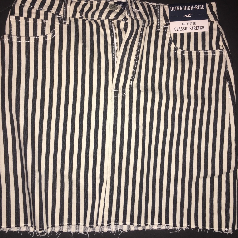 Black and white striped denim skirt NWT